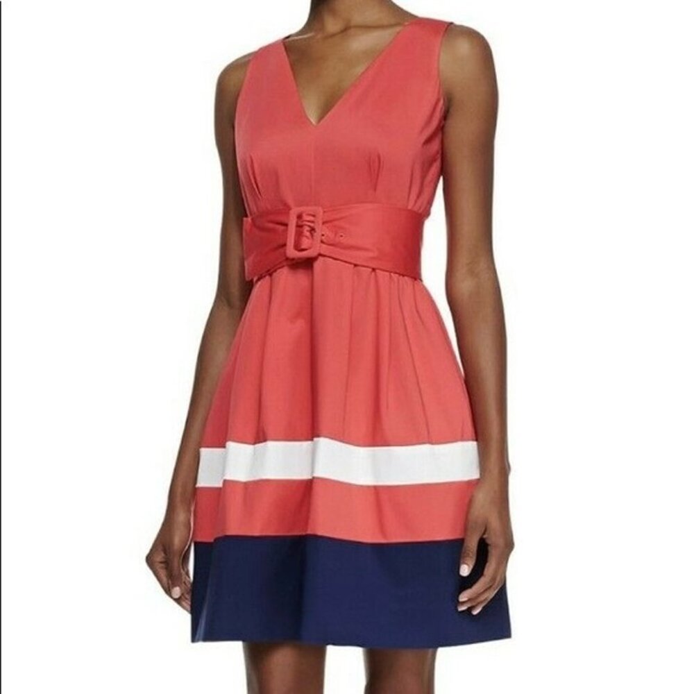 NWT Kate Spade ♠️ Sawyer Sleeveless V-Neck Pleated Fit & Flare Dress, Pink, 12 - Picture 2 of 14